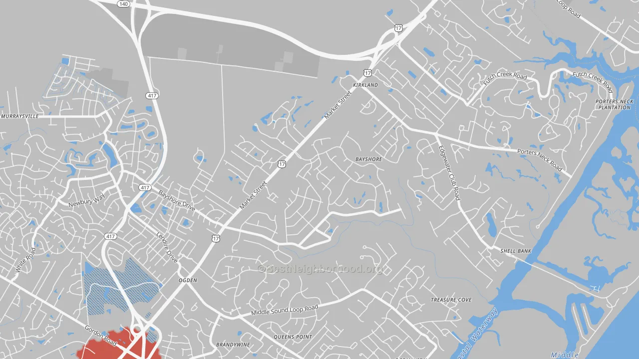 Transit Grade map of Bayshore, Wilmington, NC