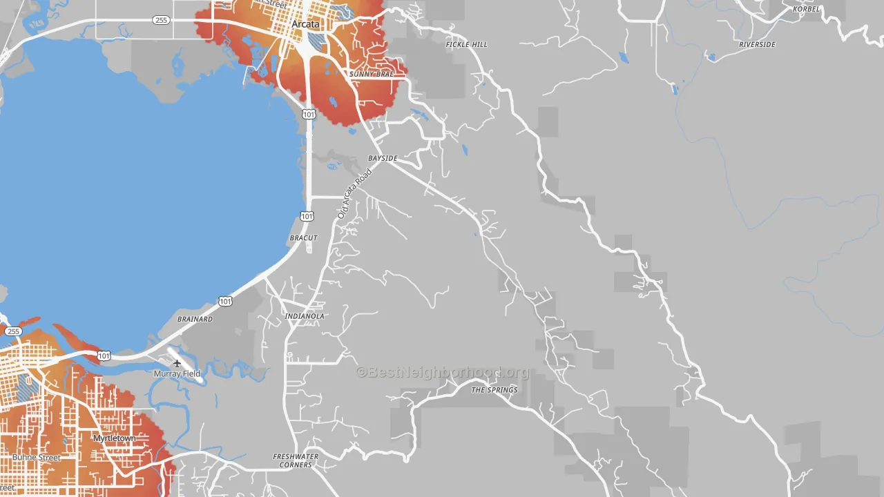 Transit Grade map of Bayside, CA