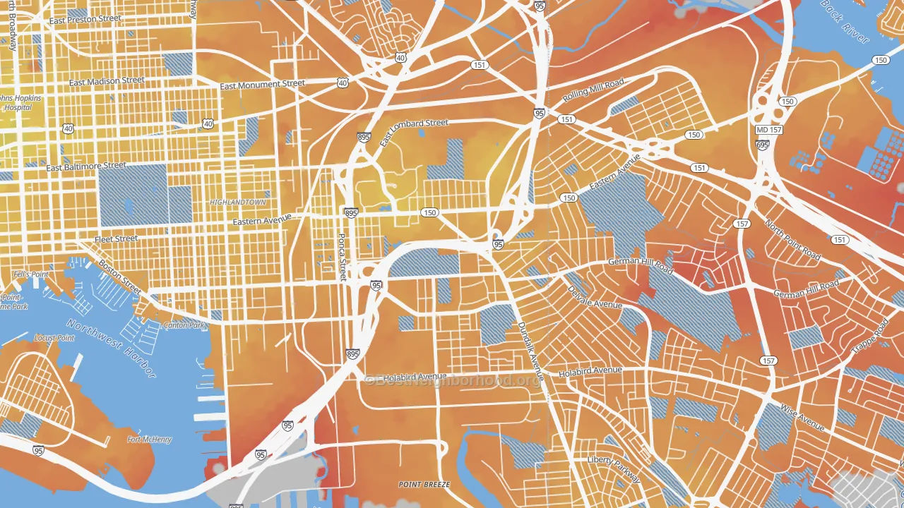 Transit Grade map of Bayview Area, Baltimore, MD