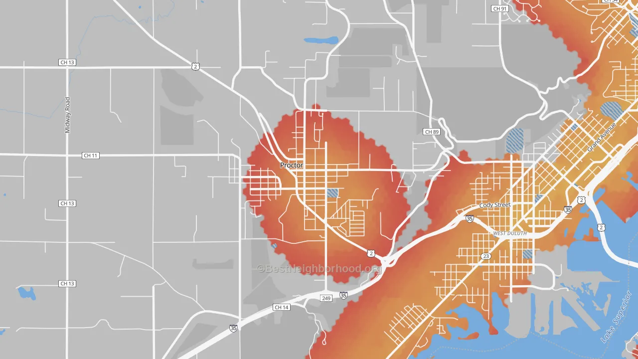 Transit Grade map of Bayview Heights, Proctor, MN