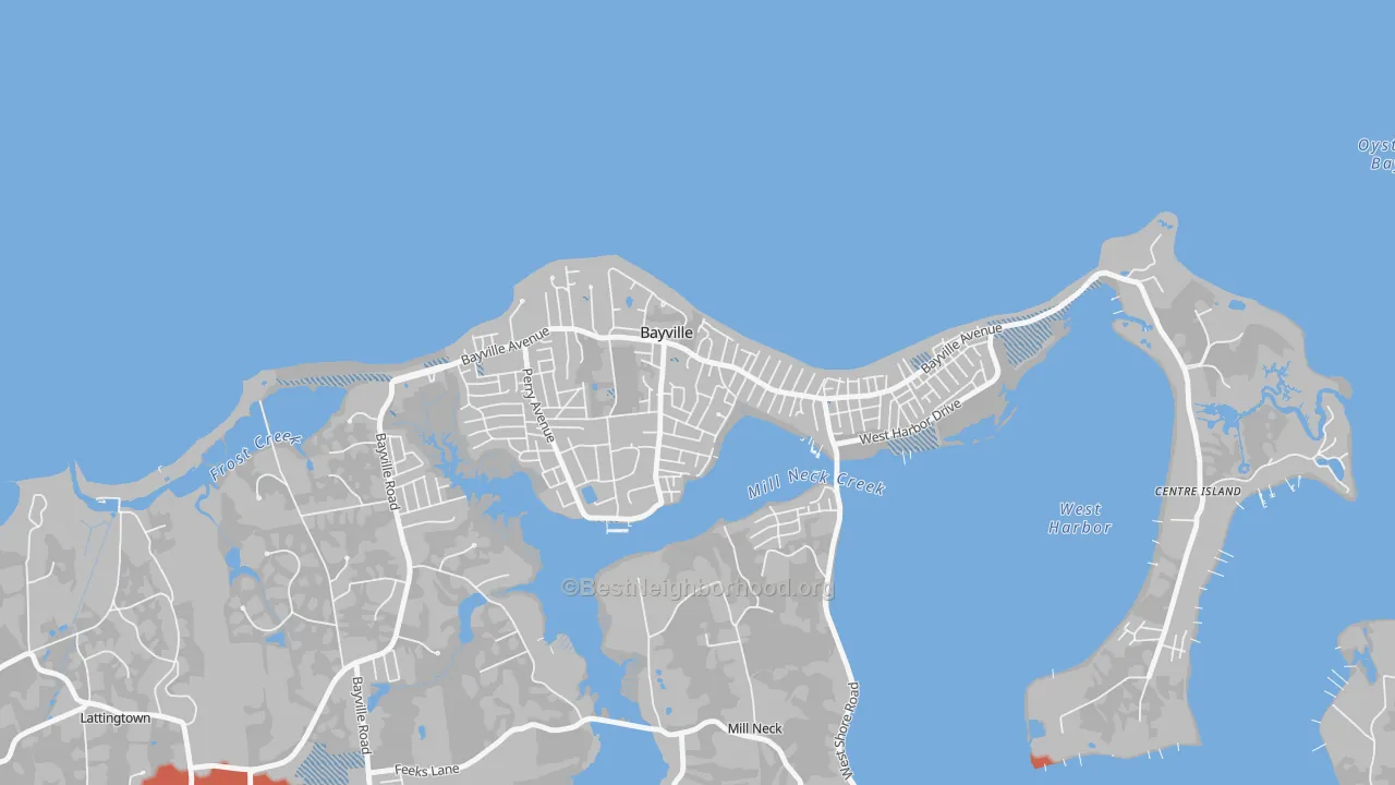 Transit Grade map of Bayville, NY