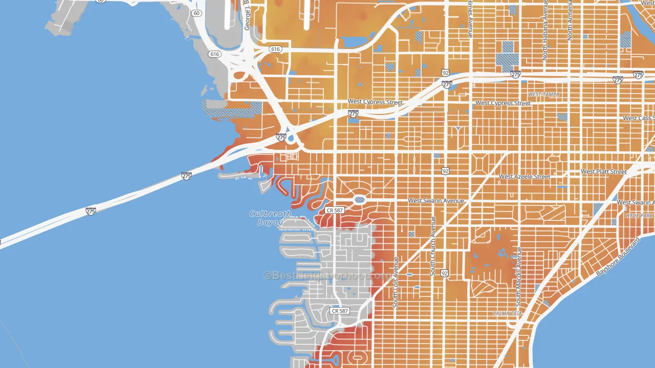 Transit Grade map of Beach Park, Tampa, FL