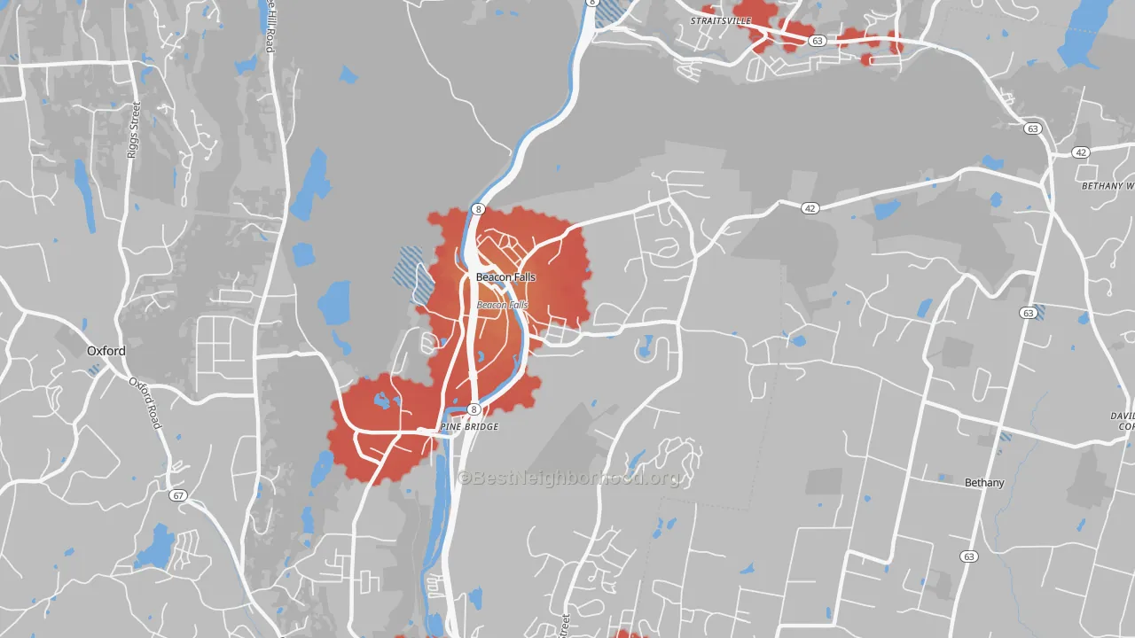 Transit Grade map of Beacon Falls, CT