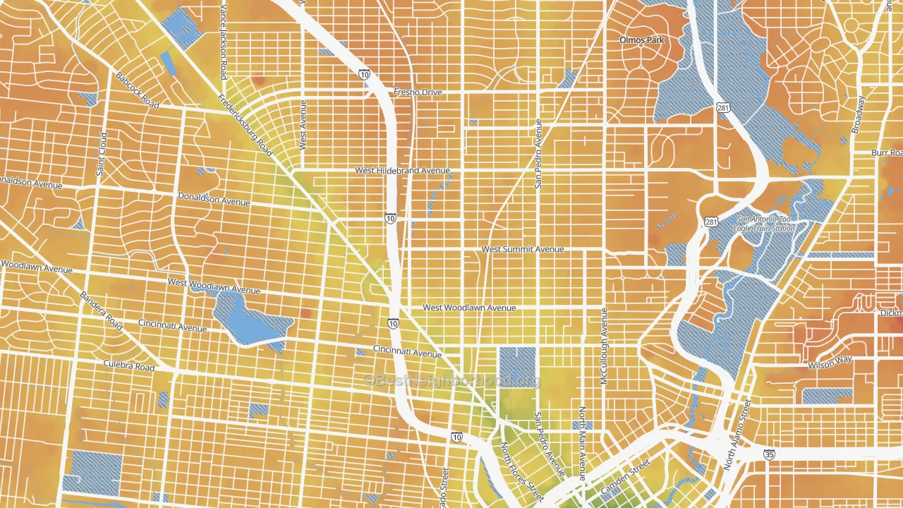 Transit Grade map of Beacon Hill, San Antonio, TX