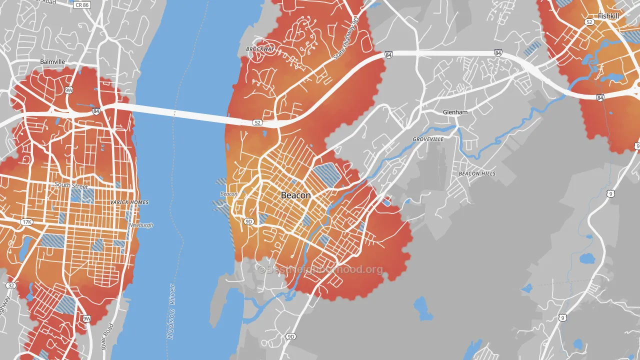 Transit Grade map of Beacon, NY