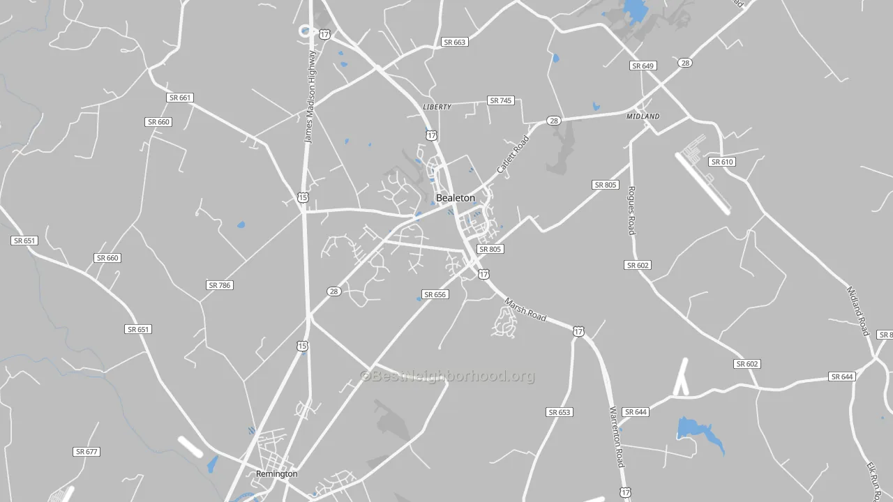 Transit Grade map of Bealeton, VA