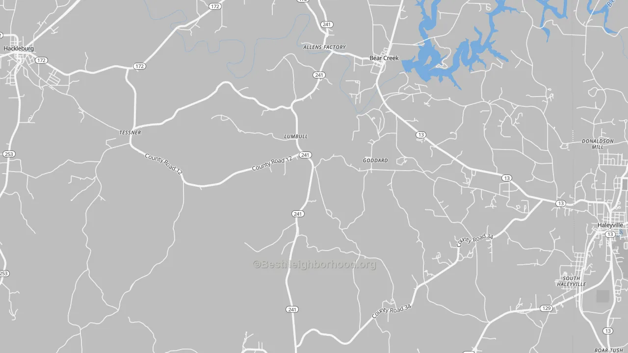 Transit Grade map of Bear Creek, AL