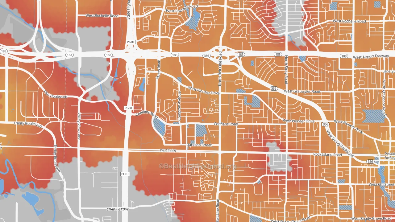 Transit Grade map of Bear Creek, Irving, TX
