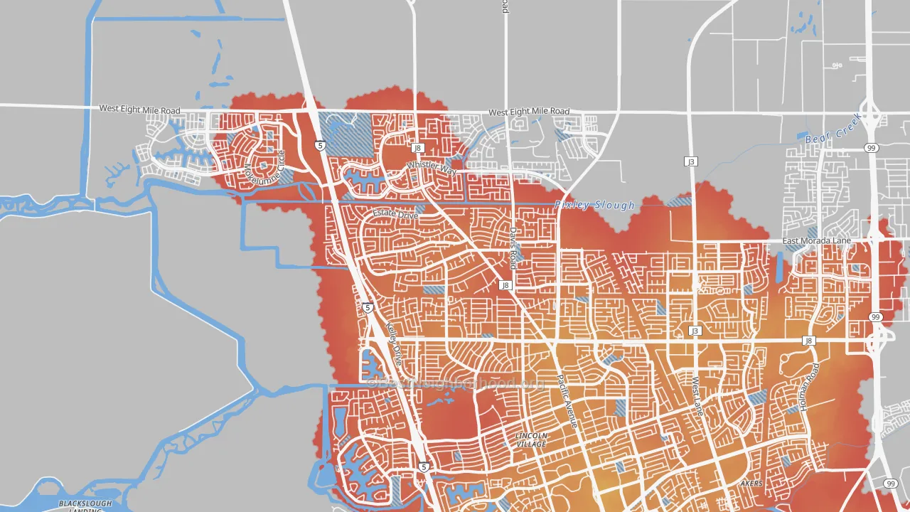 Transit Grade map of Bear Creek, Stockton, CA