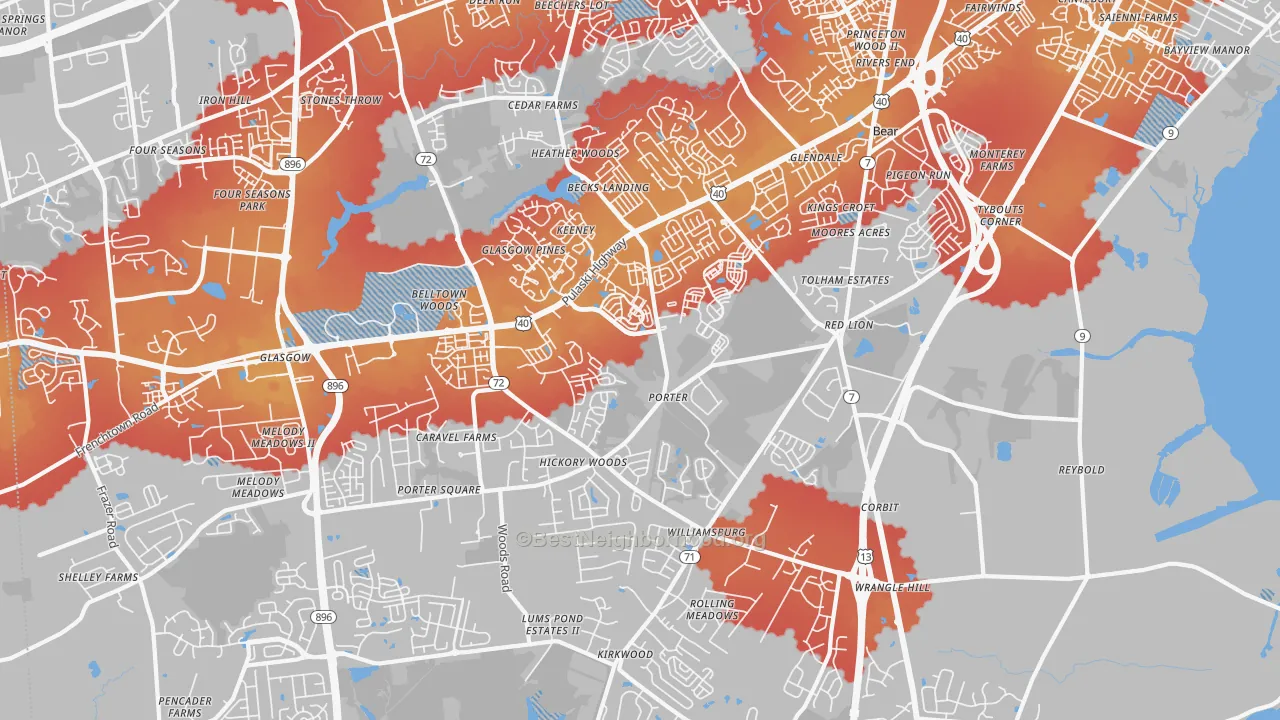 Transit Grade map of Bear, DE