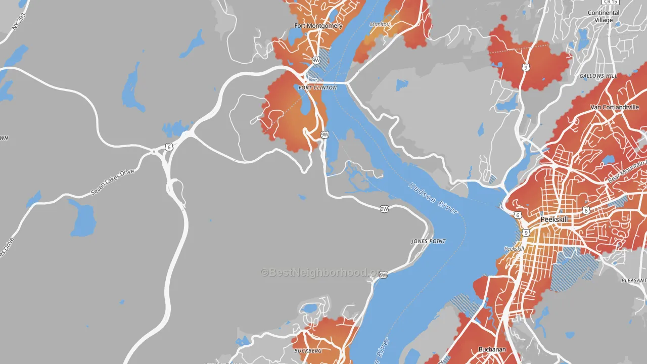 Transit Grade map of Bear Mountain, NY