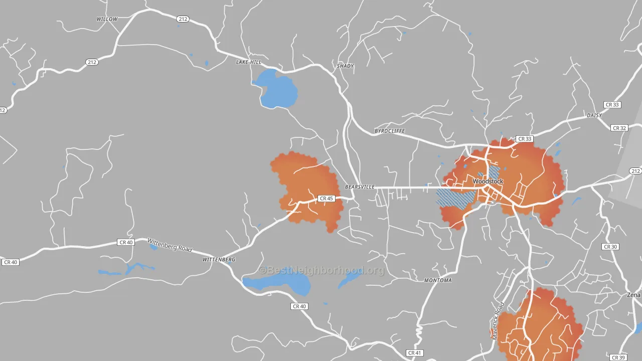 Transit Grade map of Bearsville, NY
