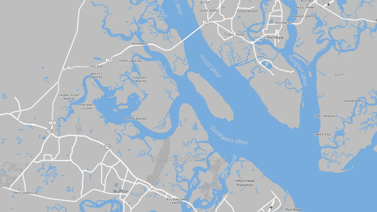Transit Grade map of Beaufort County, SC