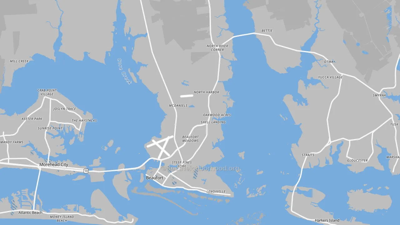 Transit Grade map of Beaufort, NC