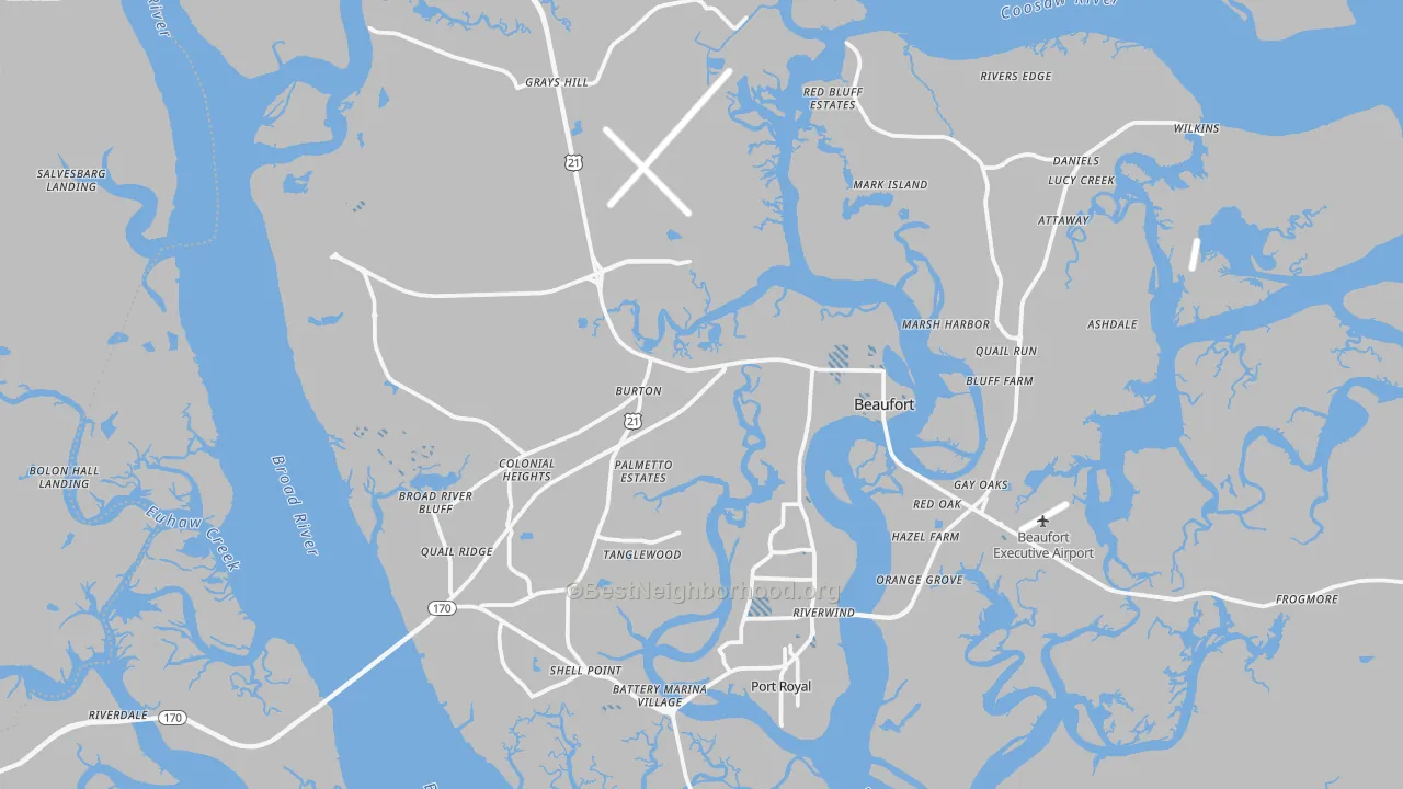 Transit Grade map of Beaufort, SC
