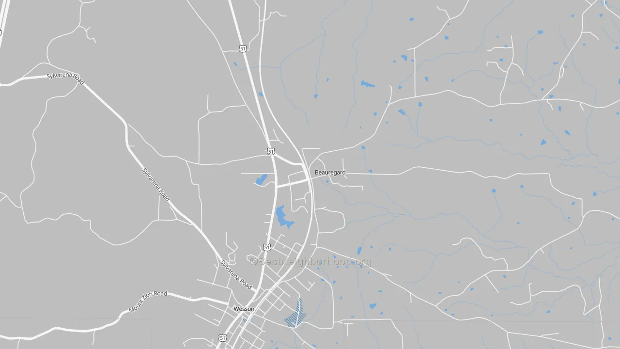 Transit Grade map of Beauregard, MS