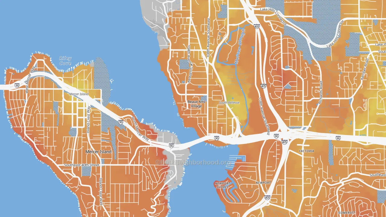 Transit Grade map of Beaux Arts Village, WA