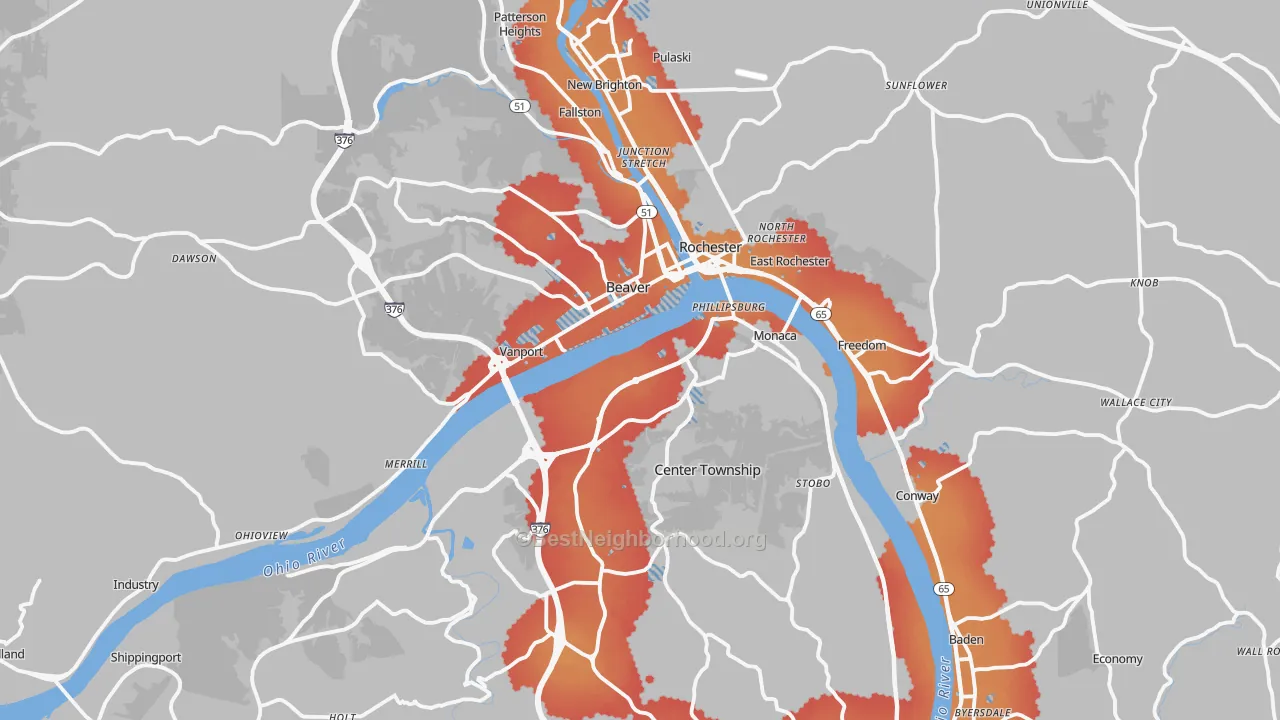Transit Grade map of Beaver County, PA