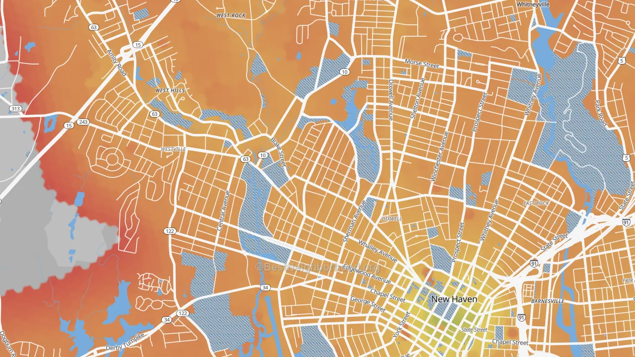 Transit Grade map of Beaver Hills, New Haven, CT