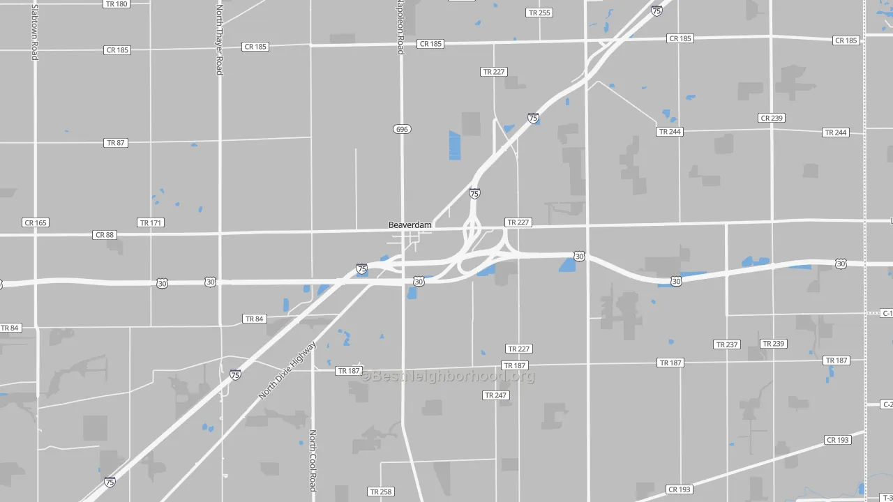 Transit Grade map of Beaverdam, OH