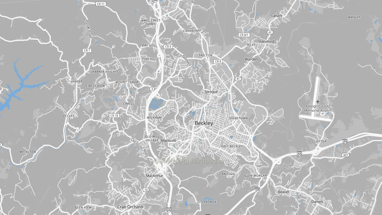 Transit Grade map of Beckley, WV