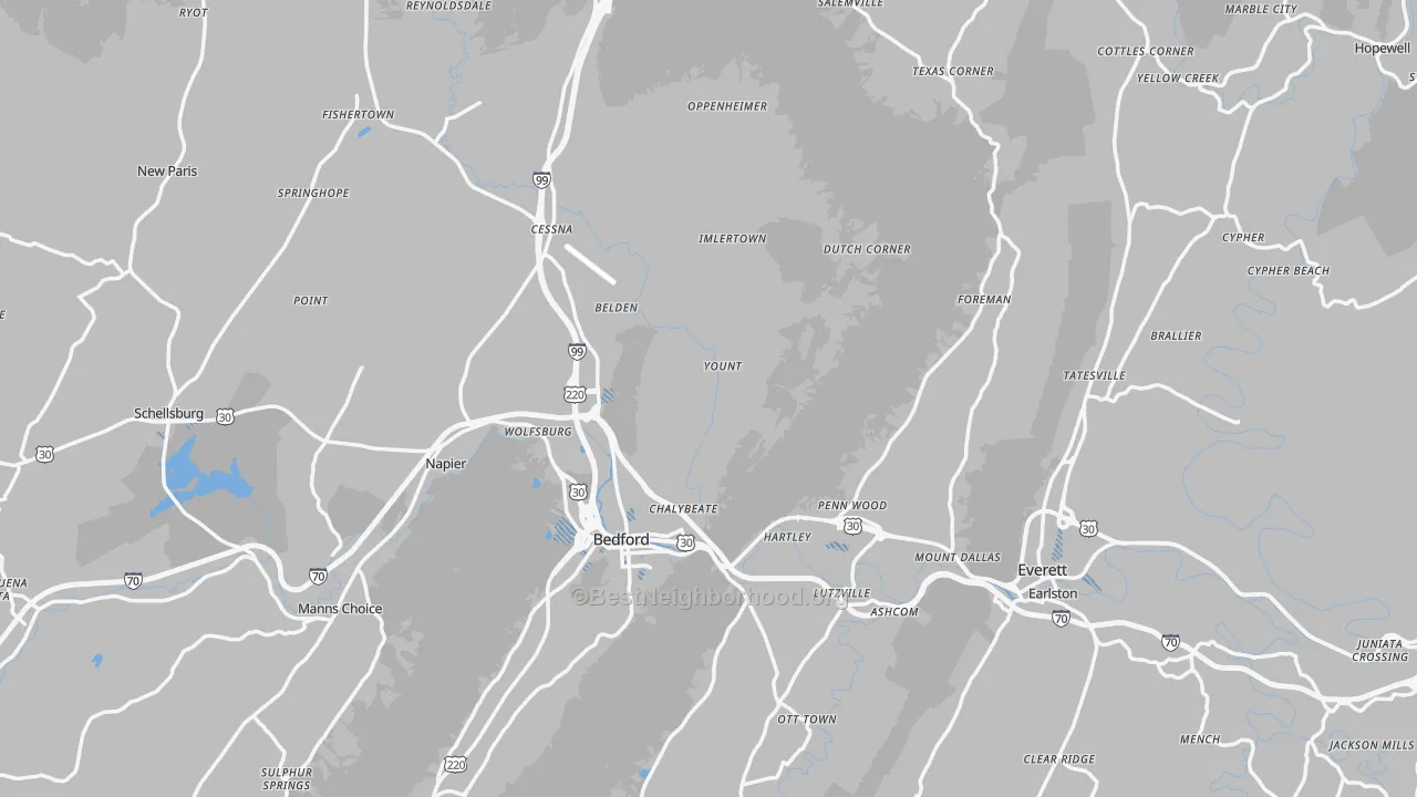 Transit Grade map of Bedford County, PA