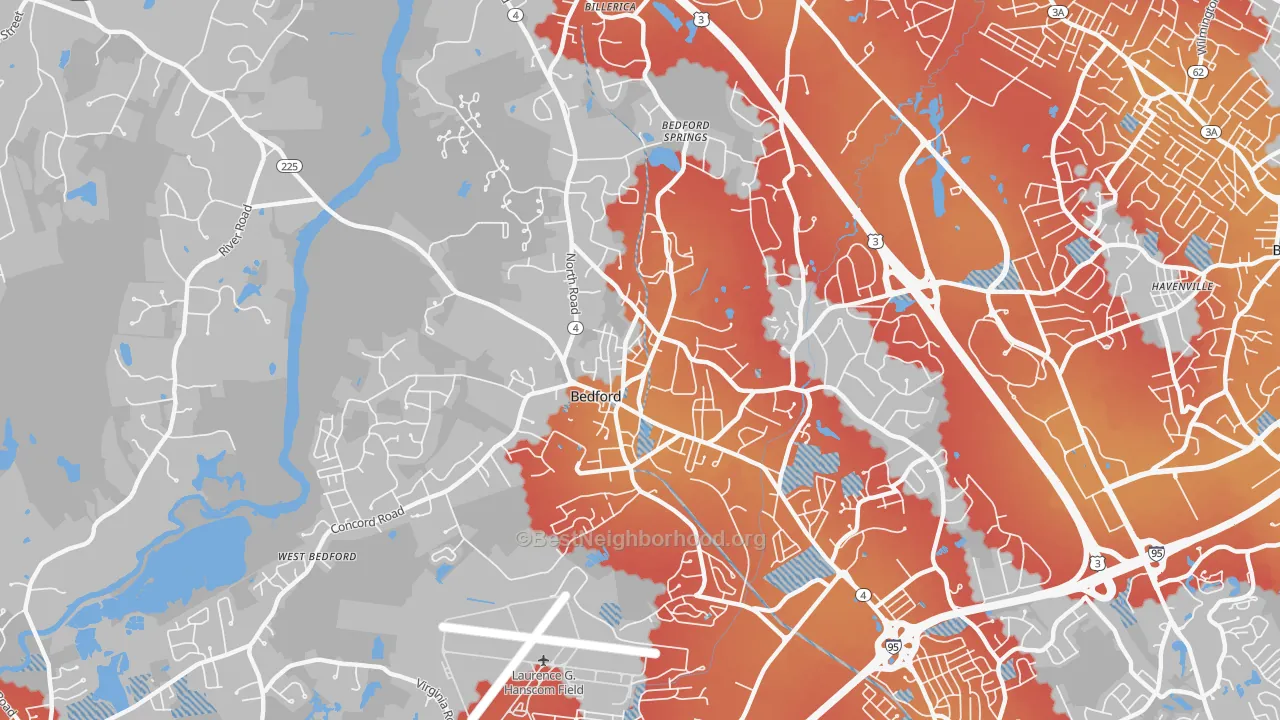 Transit Grade map of Bedford, MA