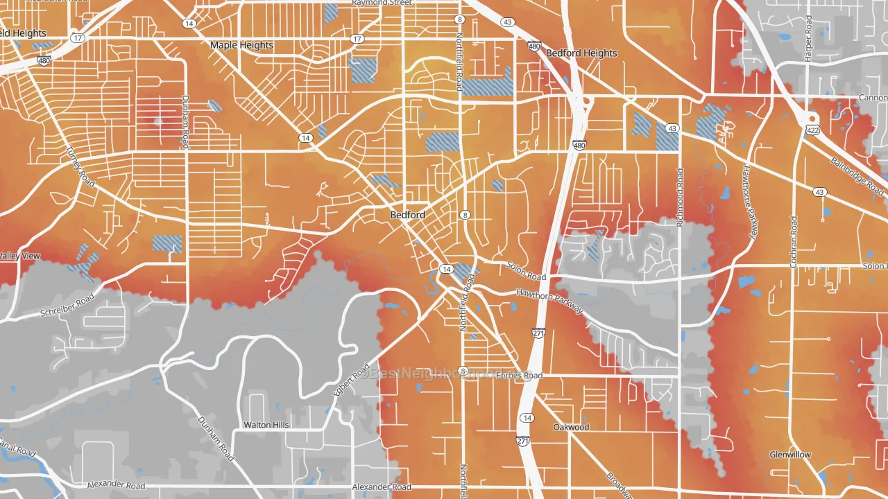 Transit Grade map of Bedford, OH