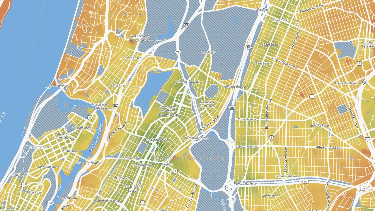 Transit Grade map of Bedford Park, Bronx, NY