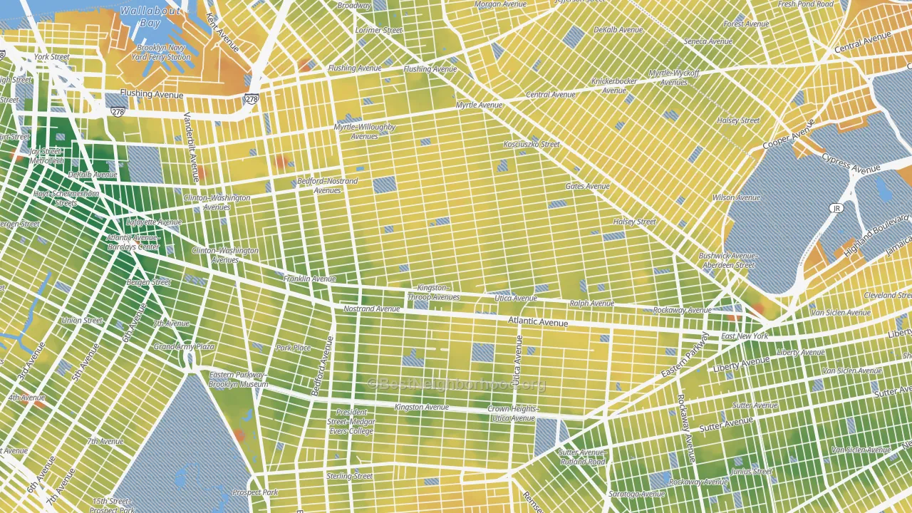 Transit Grade map of Bedford-Stuyvesant, Brooklyn, NY