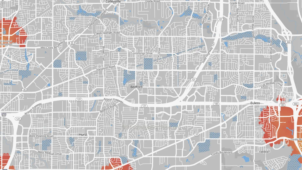 Transit Grade map of Bedford, TX