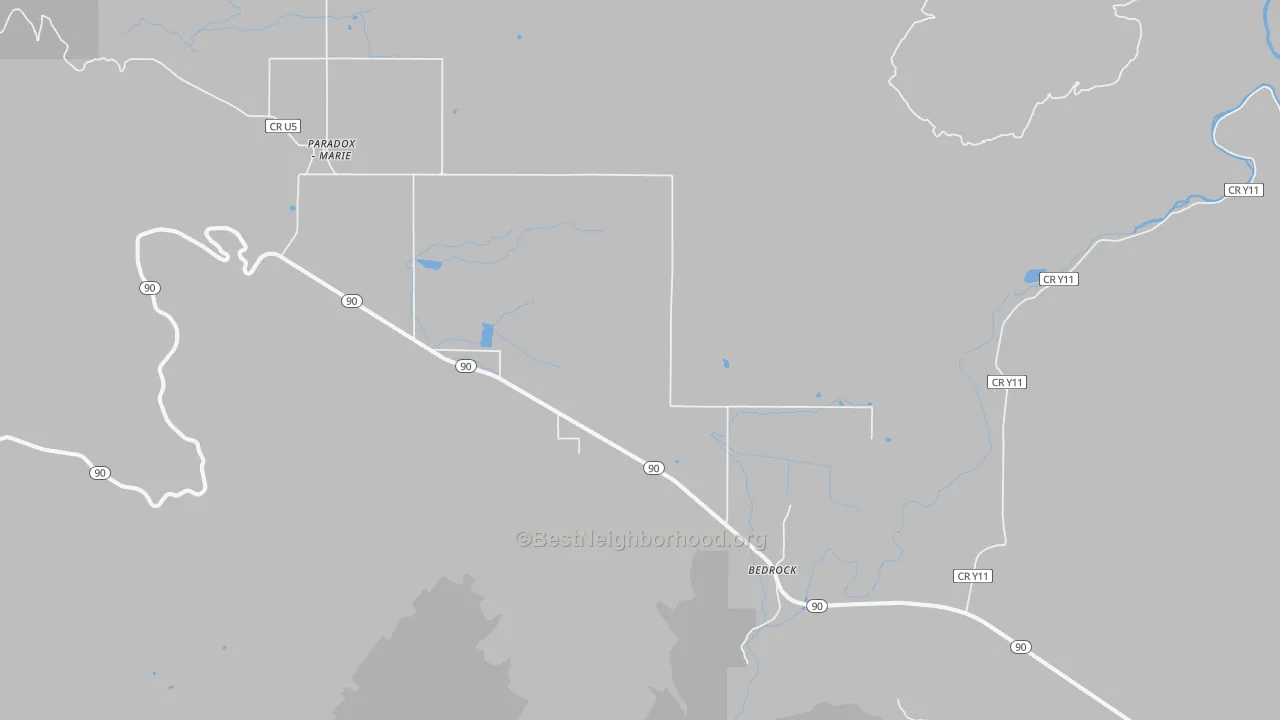 Transit Grade map of Bedrock, CO