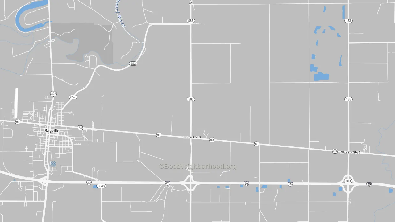 Transit Grade map of Bee Bayou, LA