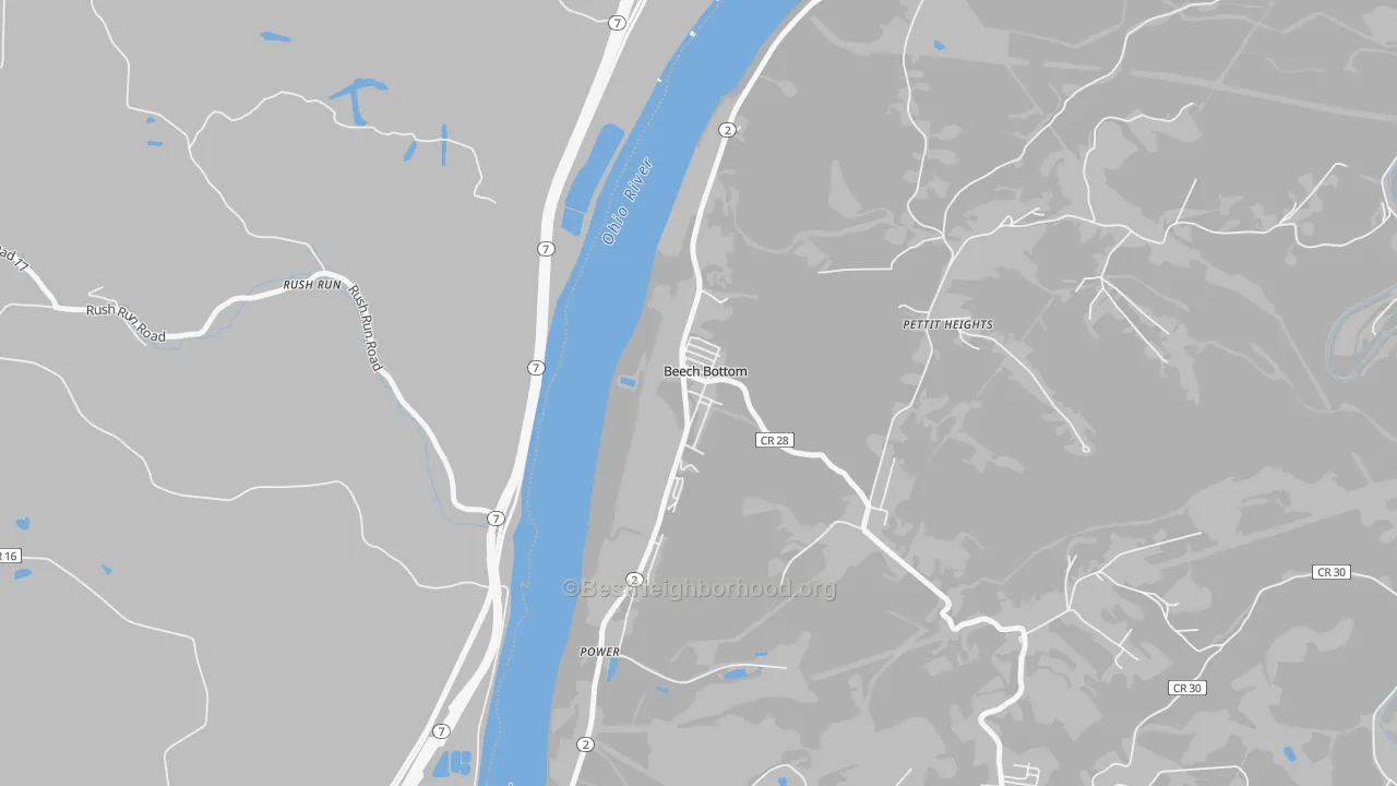 Transit Grade map of Beech Bottom, WV