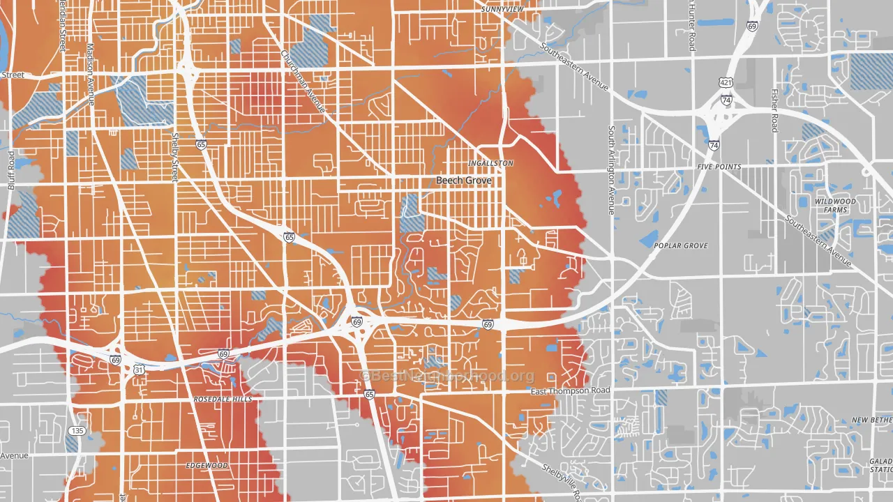 Transit Grade map of Beech Grove, IN