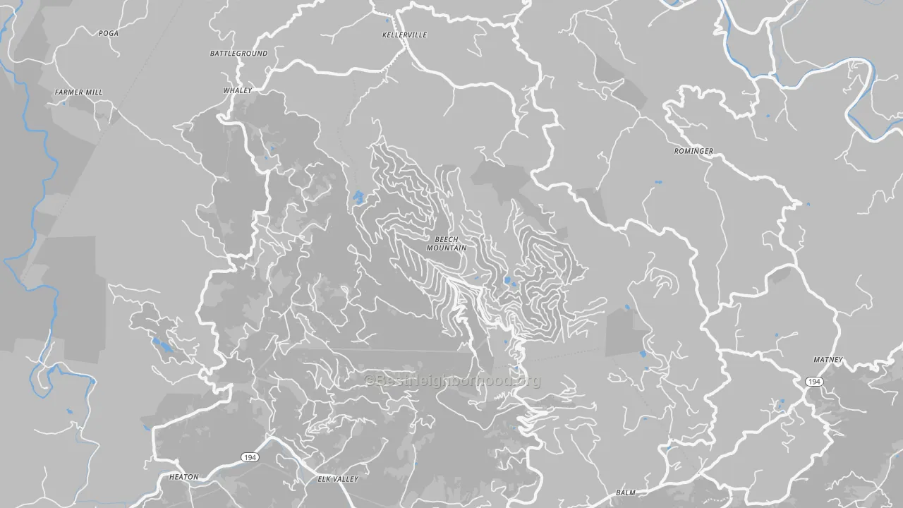 Transit Grade map of Beech Mountain, NC