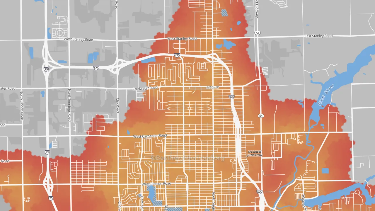 Transit Grade map of Beecher, MI