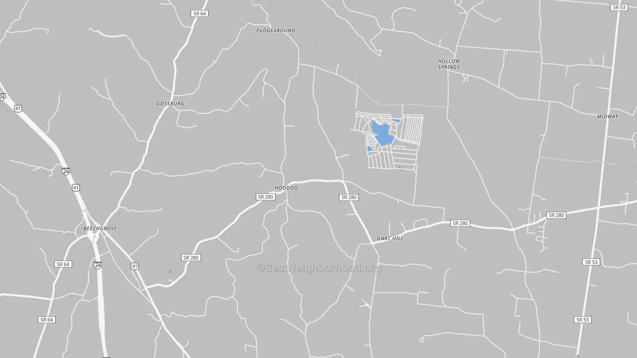 Transit Grade map of Beechgrove, TN