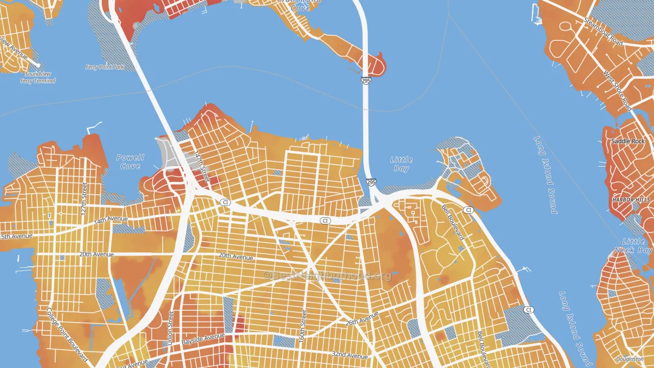 Transit Grade map of Beechhurst, Queens, NY