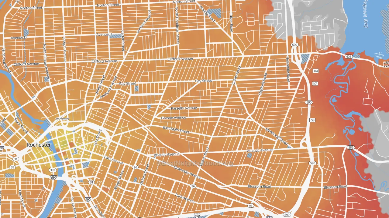 Transit Grade map of Beechwood, Rochester, NY