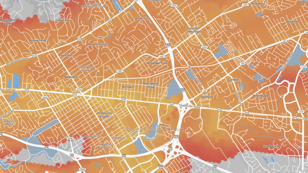 Transit Grade map of Beechwood Village, KY