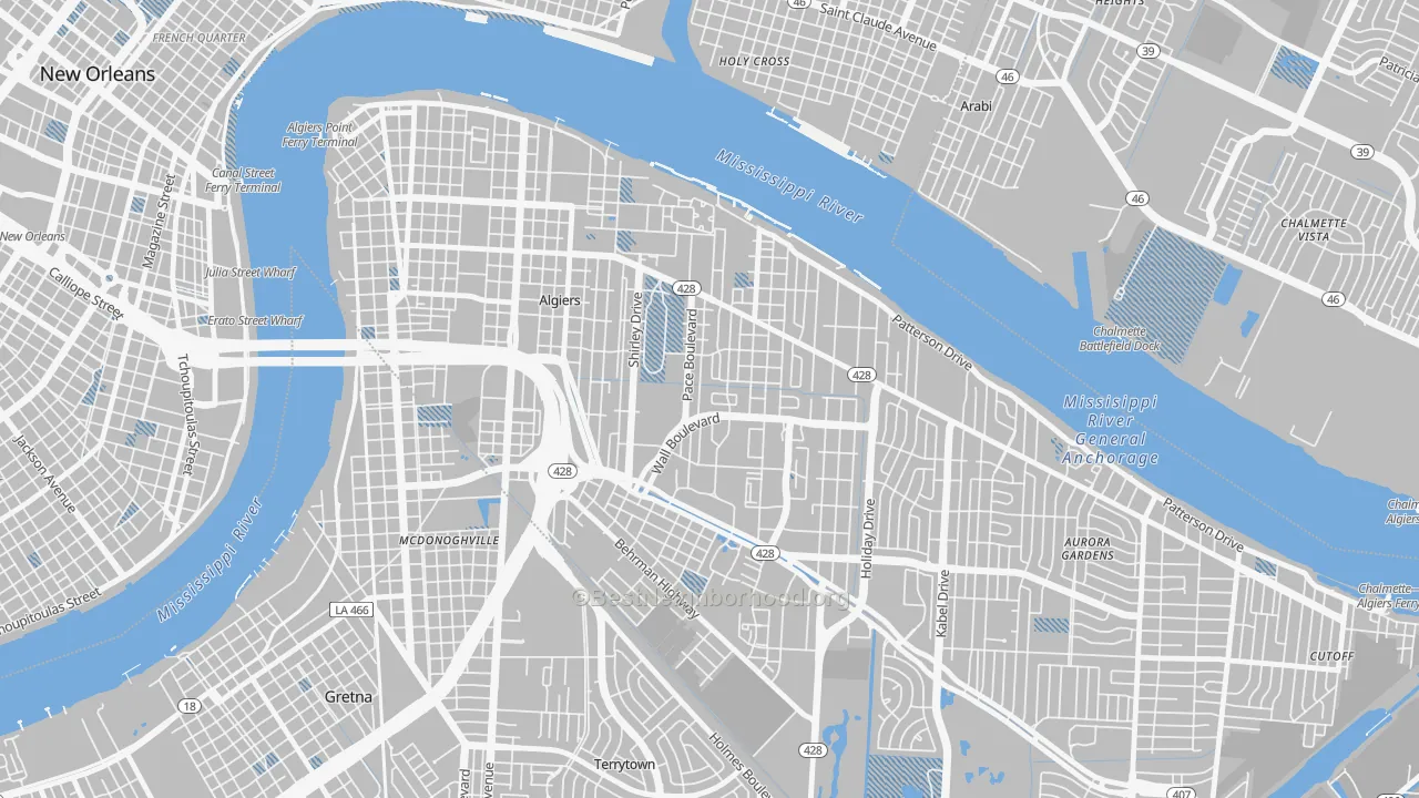 Transit Grade map of Behrman, New Orleans, LA