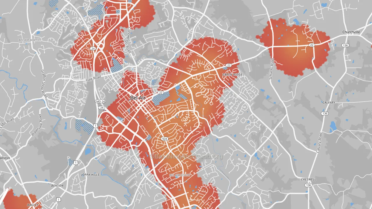 Transit Grade map of Bel Air, MD