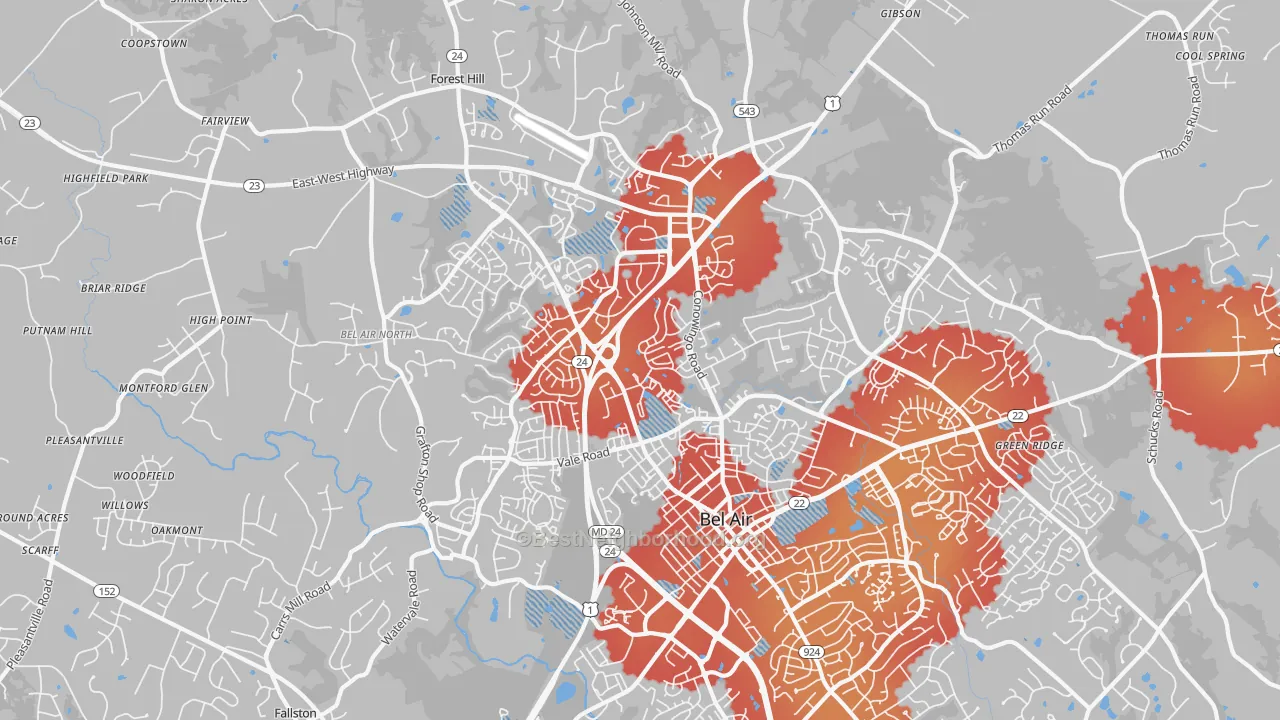 Transit Grade map of Bel Air North, MD