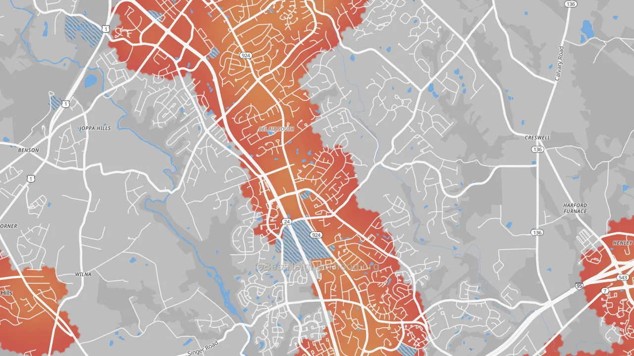 Transit Grade map of Bel Air South, MD