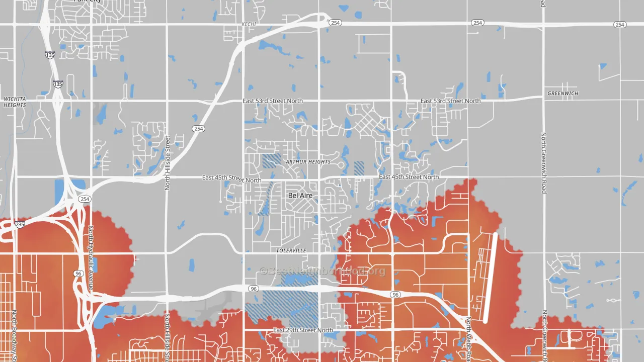 Transit Grade map of Bel Aire, KS