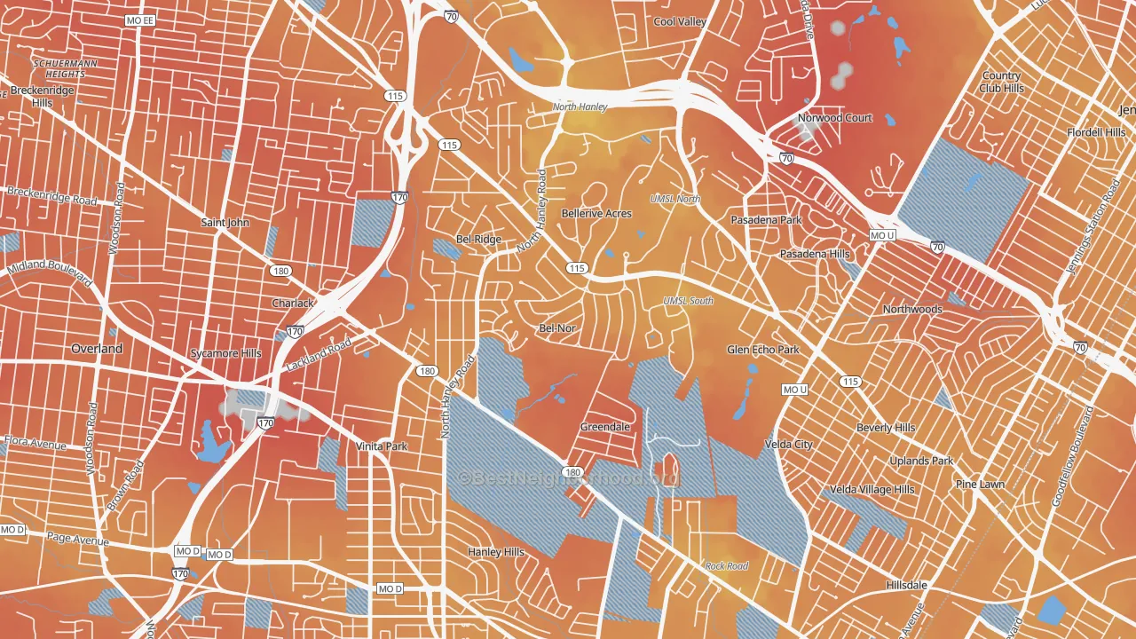 Transit Grade map of Bel-Nor, MO