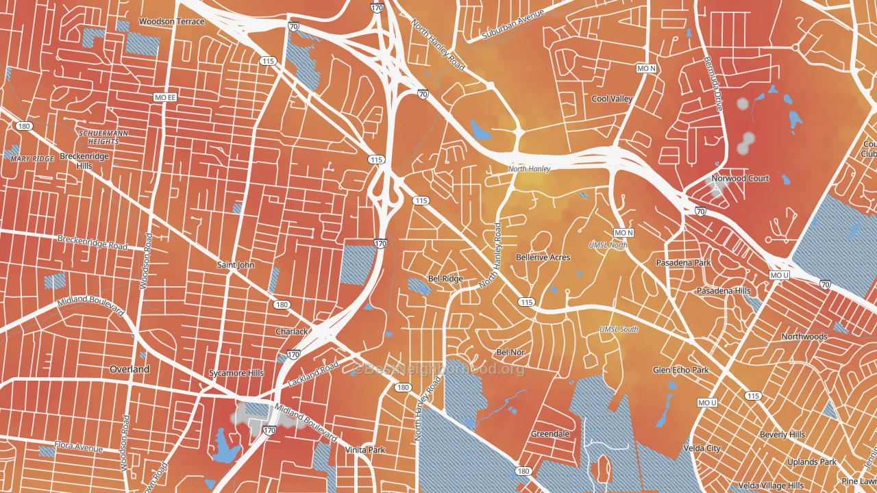 Transit Grade map of Bel-Ridge, MO