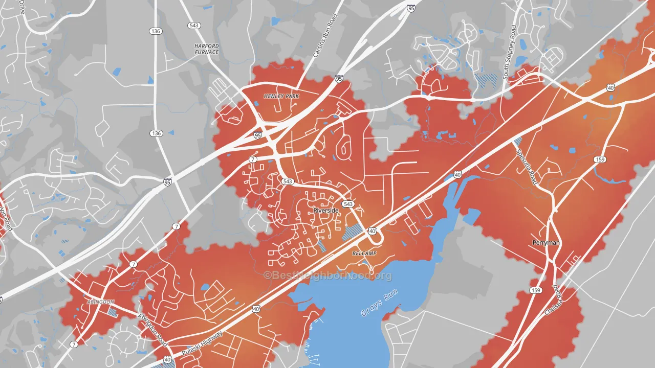 Transit Grade map of Belcamp, MD