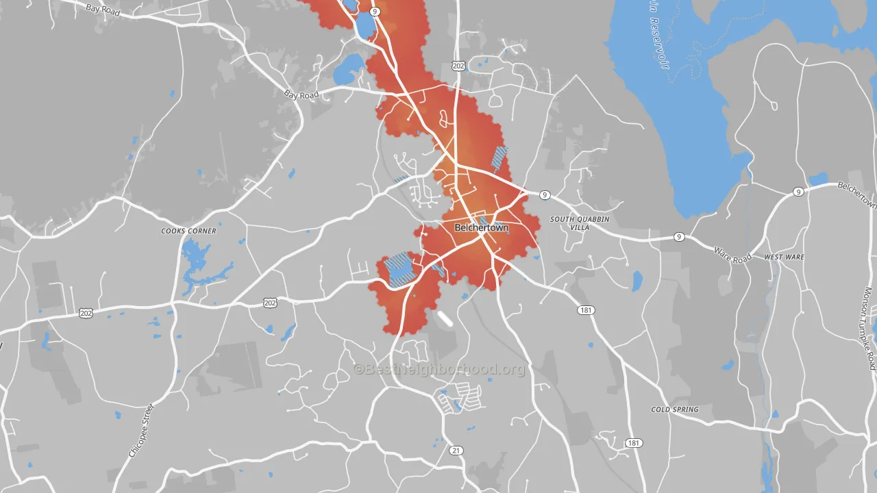 Transit Grade map of Belchertown, MA